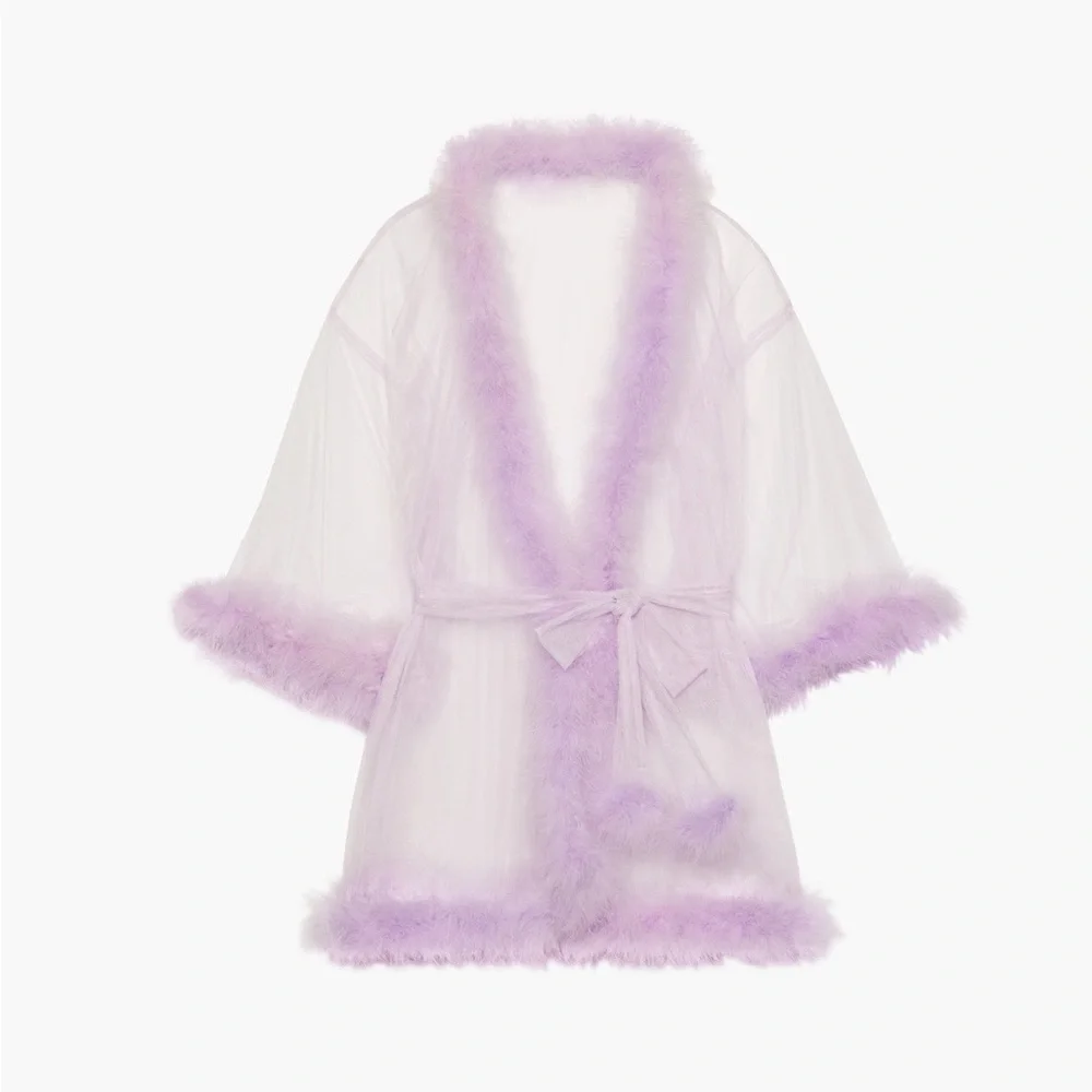 [SOLD] [NEW WITH TAG] Savage X Fenty Sheer Marabou Short feather Robe - M/L - Picture 3 of 9